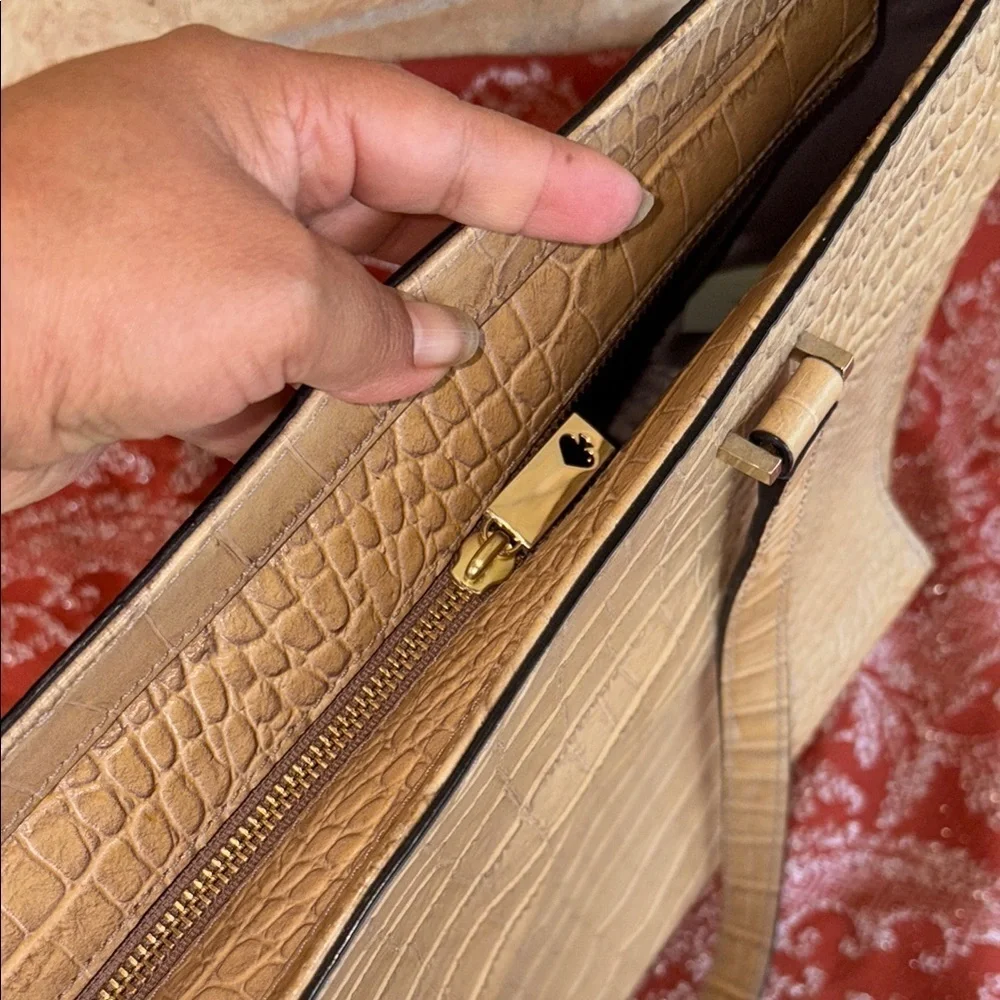 Kate Spade Beige Crocodile Embossed Bag